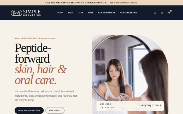 Simple Cosmetics storefront