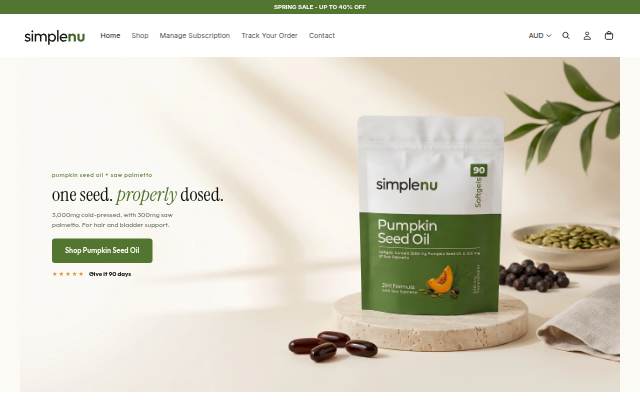 Startseite von Simplenu
