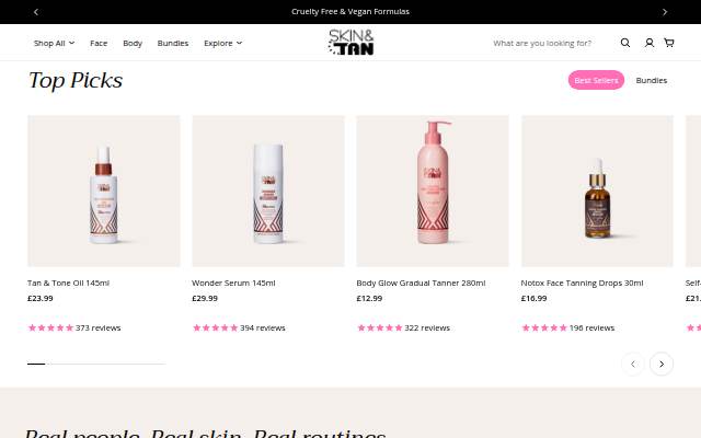 Skin &amp; Tan UK storefront