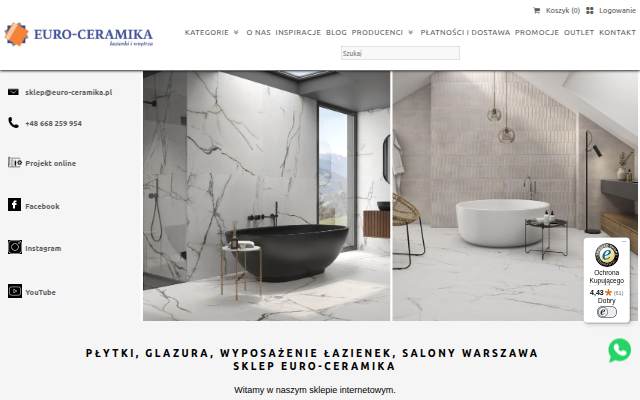 Startseite von sklep z płytkami, salon łazienkowy z glazurą Warszawa, wyposażenie do łazienki