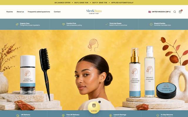 SleekBuns — sleek styling with comfort first storefront