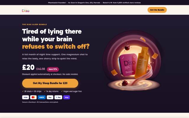 Diso Sleep Bundle storefront