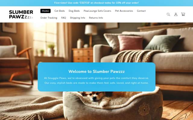 Slumber Paws storefront