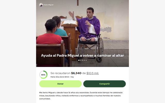 Ayuda al Padre Miguel a volver a caminar al altar storefront