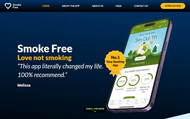 Startseite von smokefreeapp.com