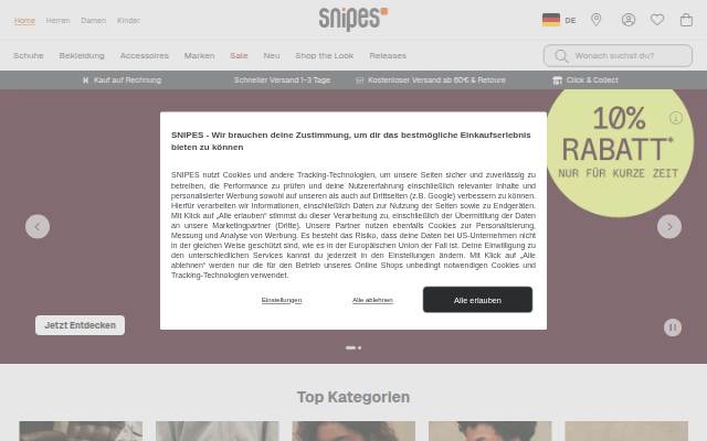 SNIPES Onlineshop storefront