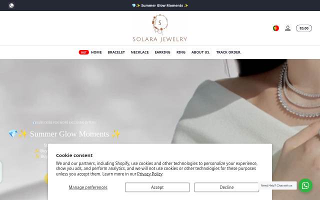 Solara jewelry storefront