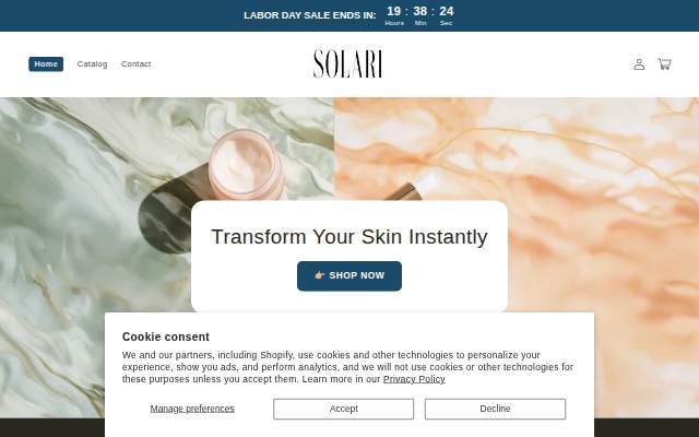 Solari Skin storefront