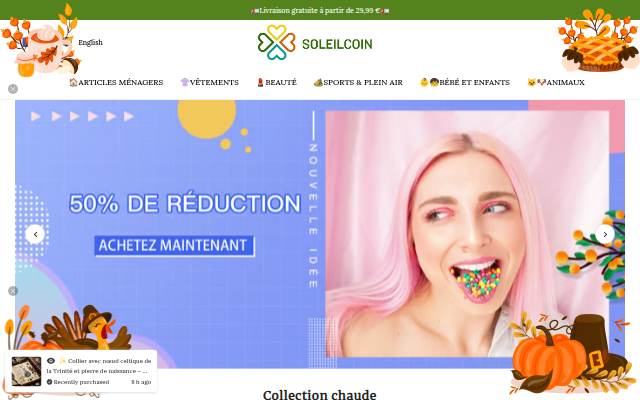 Soleilcoin storefront