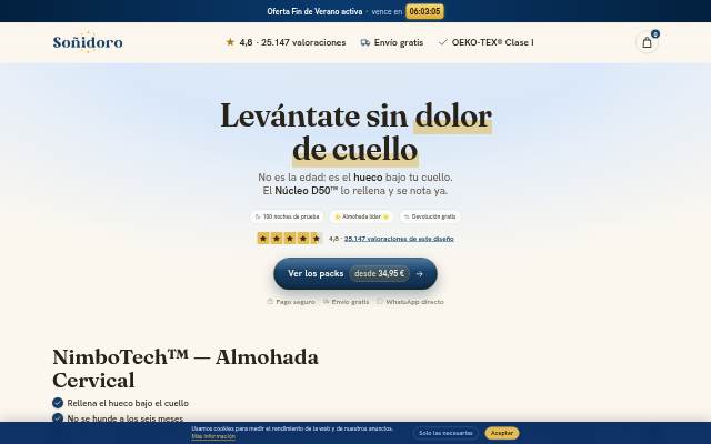 Soñidoro NimboTech™ — Almohada Cervical Ergonómica storefront