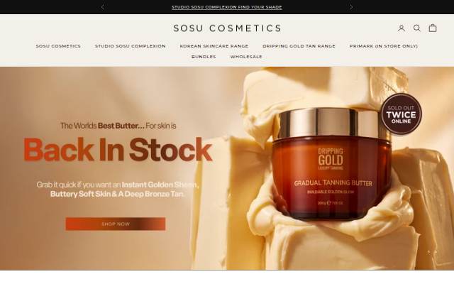 SOSU Cosmetics storefront