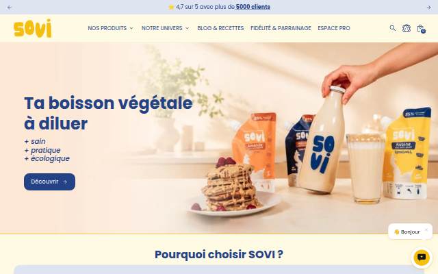 Startseite von SOVI boisson végétale à diluer
