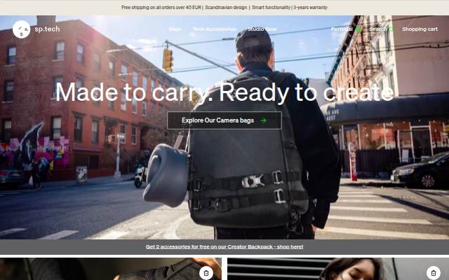 SP TECH Camera Bags &amp; Accessories for Creators storefront