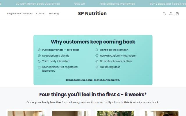 Startseite von SP Nutrition