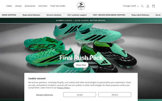Stompr cleats storefront