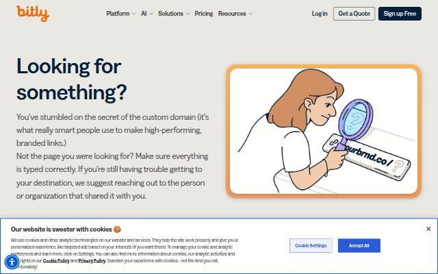 Startseite von Bitly