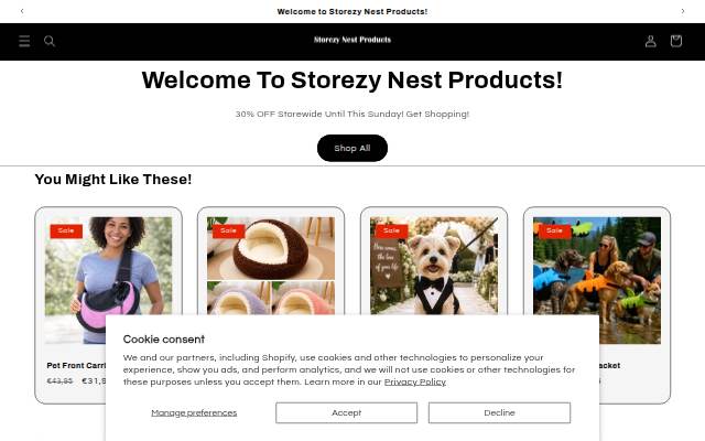 Storezy Nest Products storefront