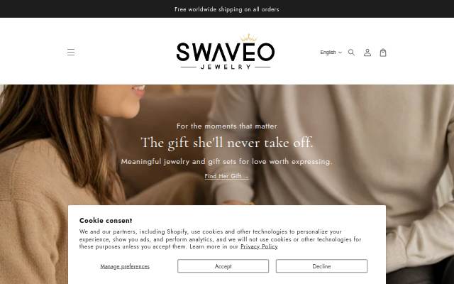 Swaveo Jewelry storefront
