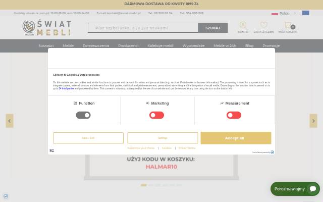 Escaparate de Internetowy sklep meblowy Świat Mebli