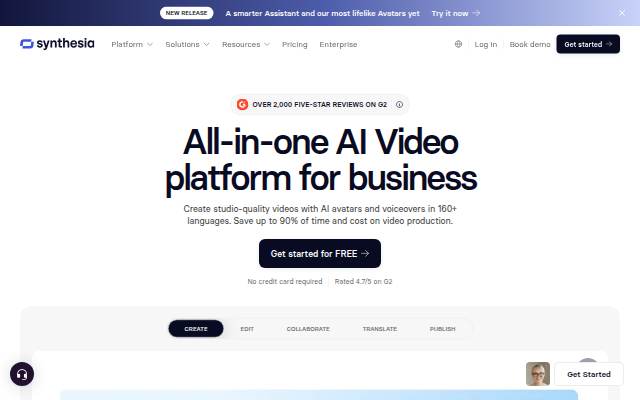Montra da Synthesia: #1 AI Video Platform for Business