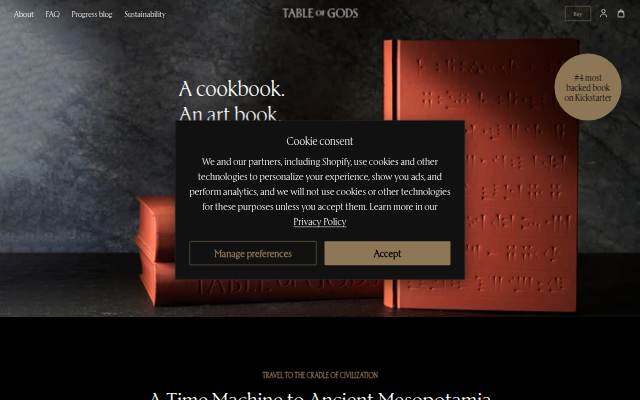 Startseite von Table of Gods