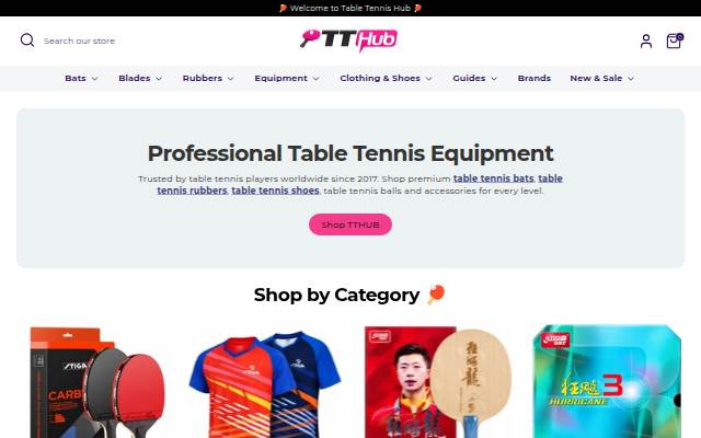 Table Tennis Hub storefront