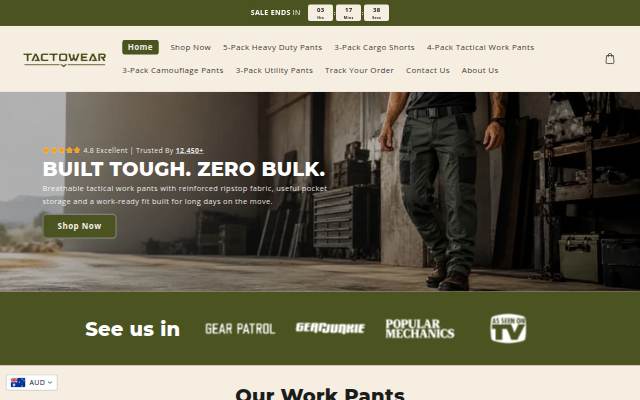 Startseite von Tactowear