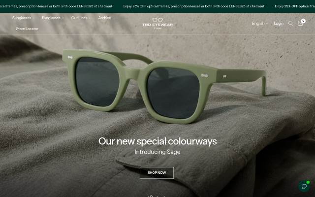 TBD Eyewear storefront
