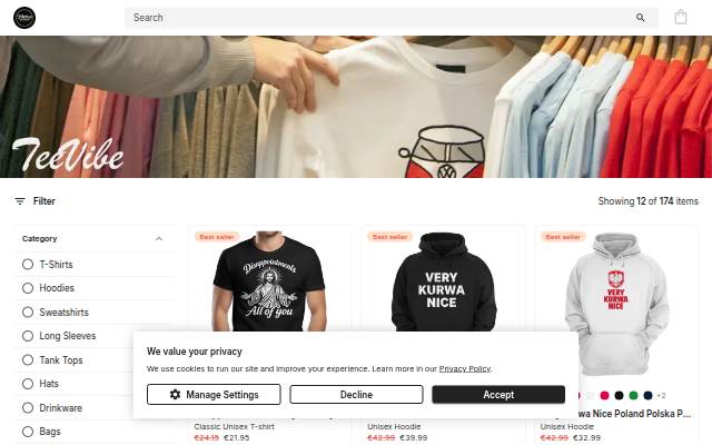 Teevibe storefront