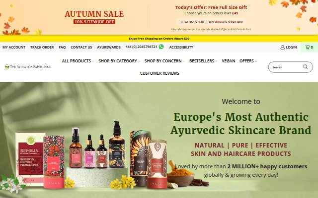 The Ayurveda Experience UK storefront