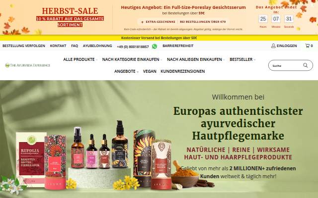The Ayurveda Experience DE storefront