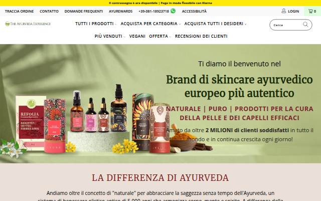 The Ayurveda Experience IT storefront