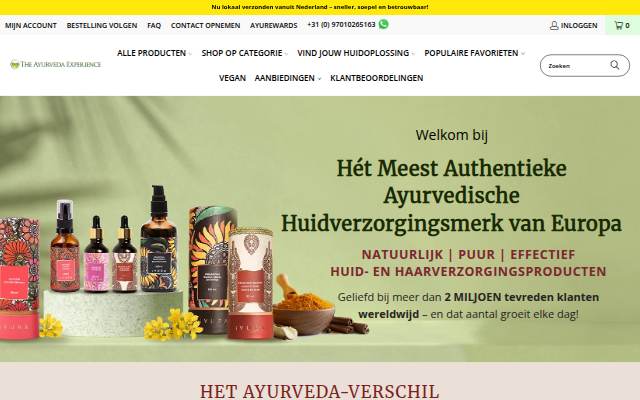 The Ayurveda Experience NL storefront