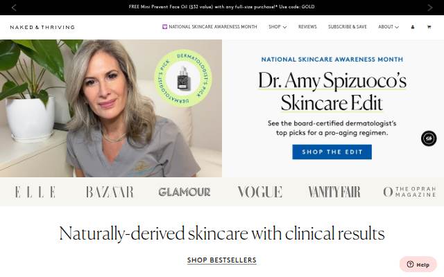 Vitrine de Naked &amp; Thriving Skincare