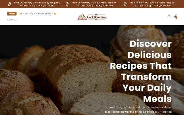 Startseite von The CookBook Store