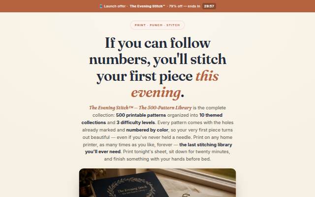 The Evening Stitch — Guided Paper Embroidery storefront