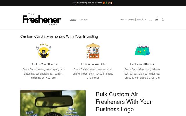 Startseite von The Freshener Shop