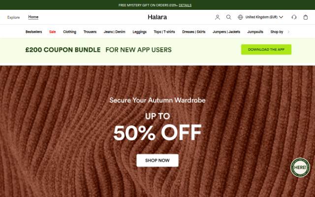 Halara storefront