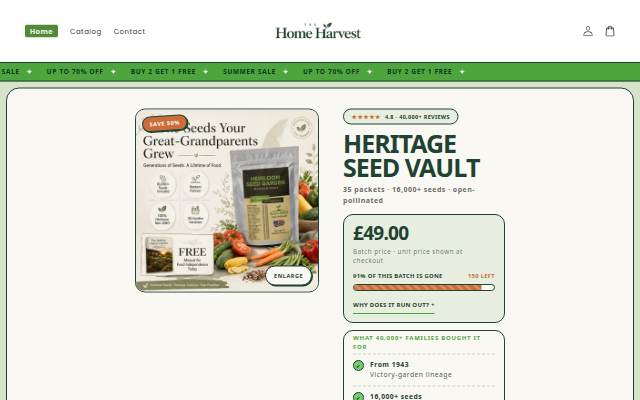 The Home Harvest storefront