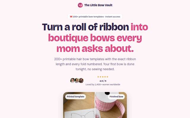 Startseite von The Little Bow Vault · Boutique hair bows, made at home
