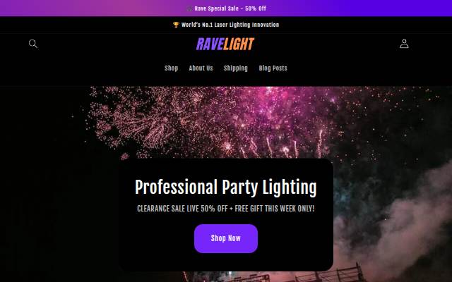 RaveLight storefront