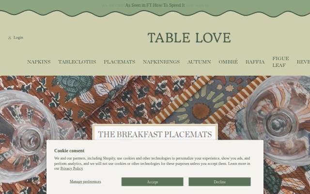 The Table Love storefront