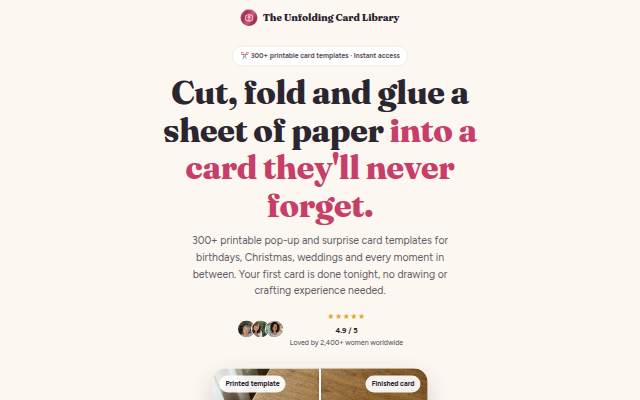 Startseite von The Unfolding Card Library · Handmade cards they will keep for years