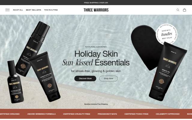 Three Warriors.co.uk storefront