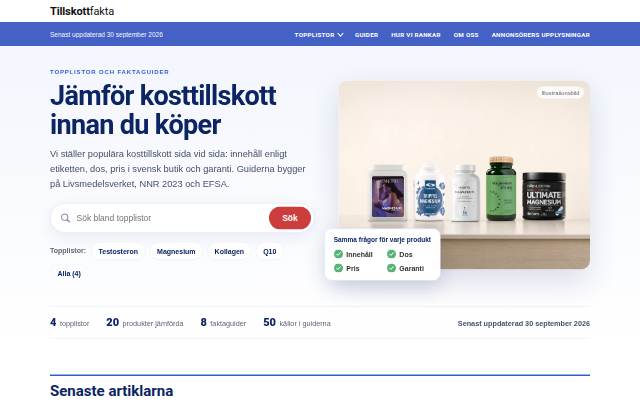 Startseite von Vår lista över de 5 bästa kollagentillskotten 2026