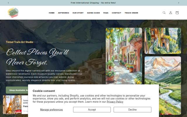 Startseite von Tinted Trails Art Studio