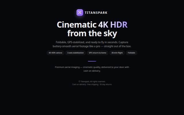 Titanspark — 4K HDR Cinematic Drone storefront