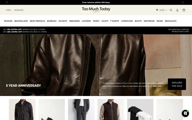 Too Much Today storefront