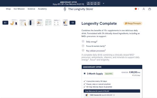The Longevity Store® storefront