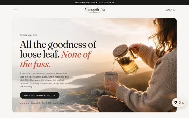 Startseite von Tranquili Tea